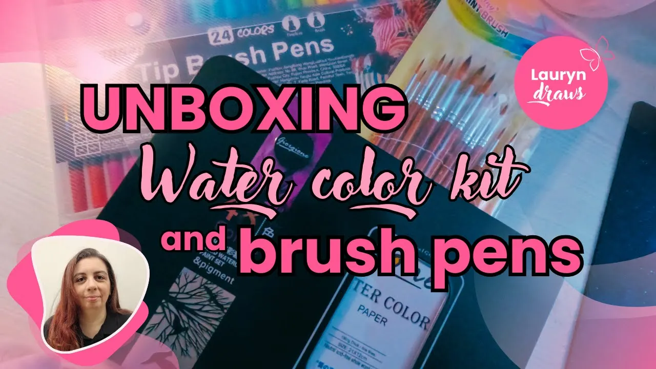 UNBOXING water color kit and brush pens with my daughter